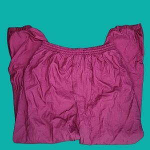 Vintage 80s 90s Crinkle Wind Pants Womens XL Santana Maroon Insulated Track Pant